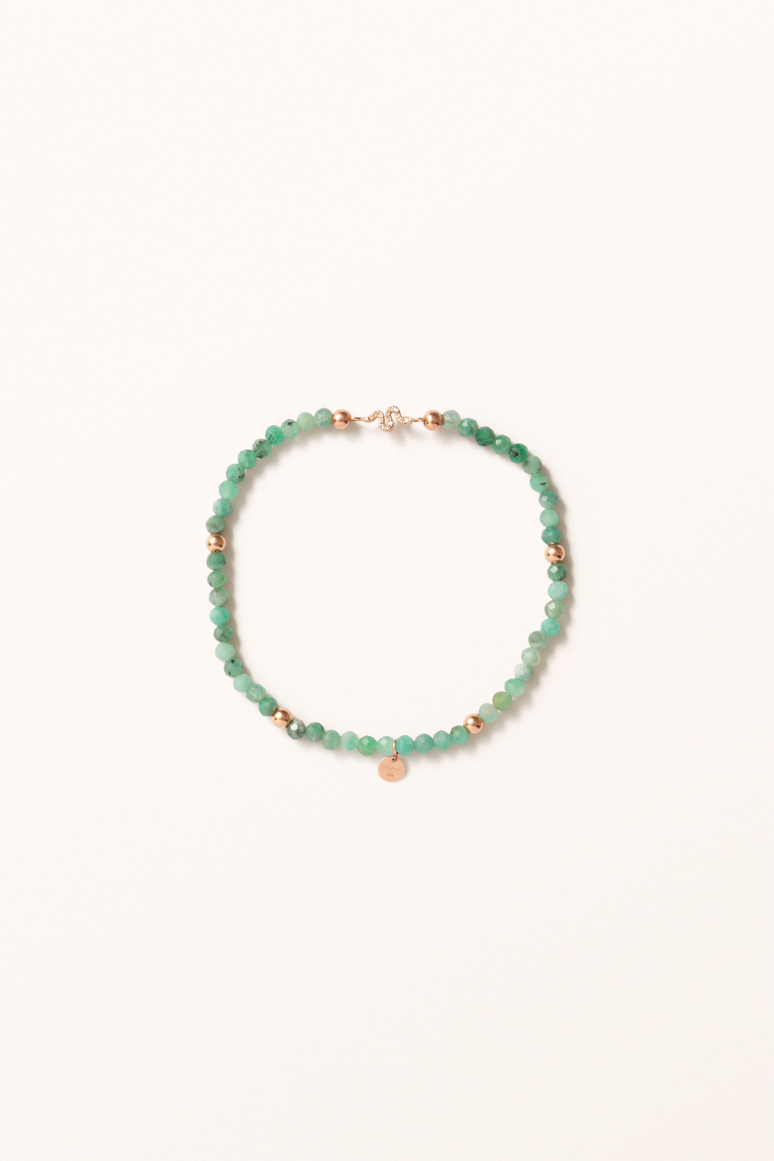 LTDE24 Nº 024 — Serpent Vitality | Emerald & Diamond Snake Beaded Bracelet