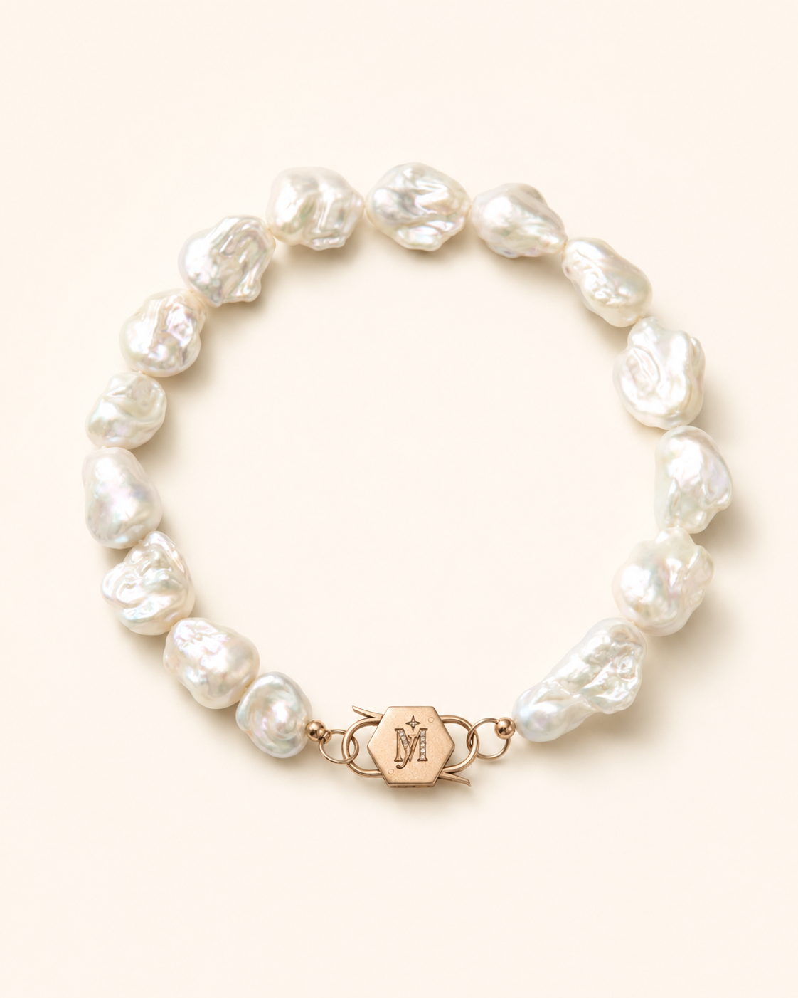 Baroques of Becoming | Baroque Pearl & Hexagon Lock Necklace