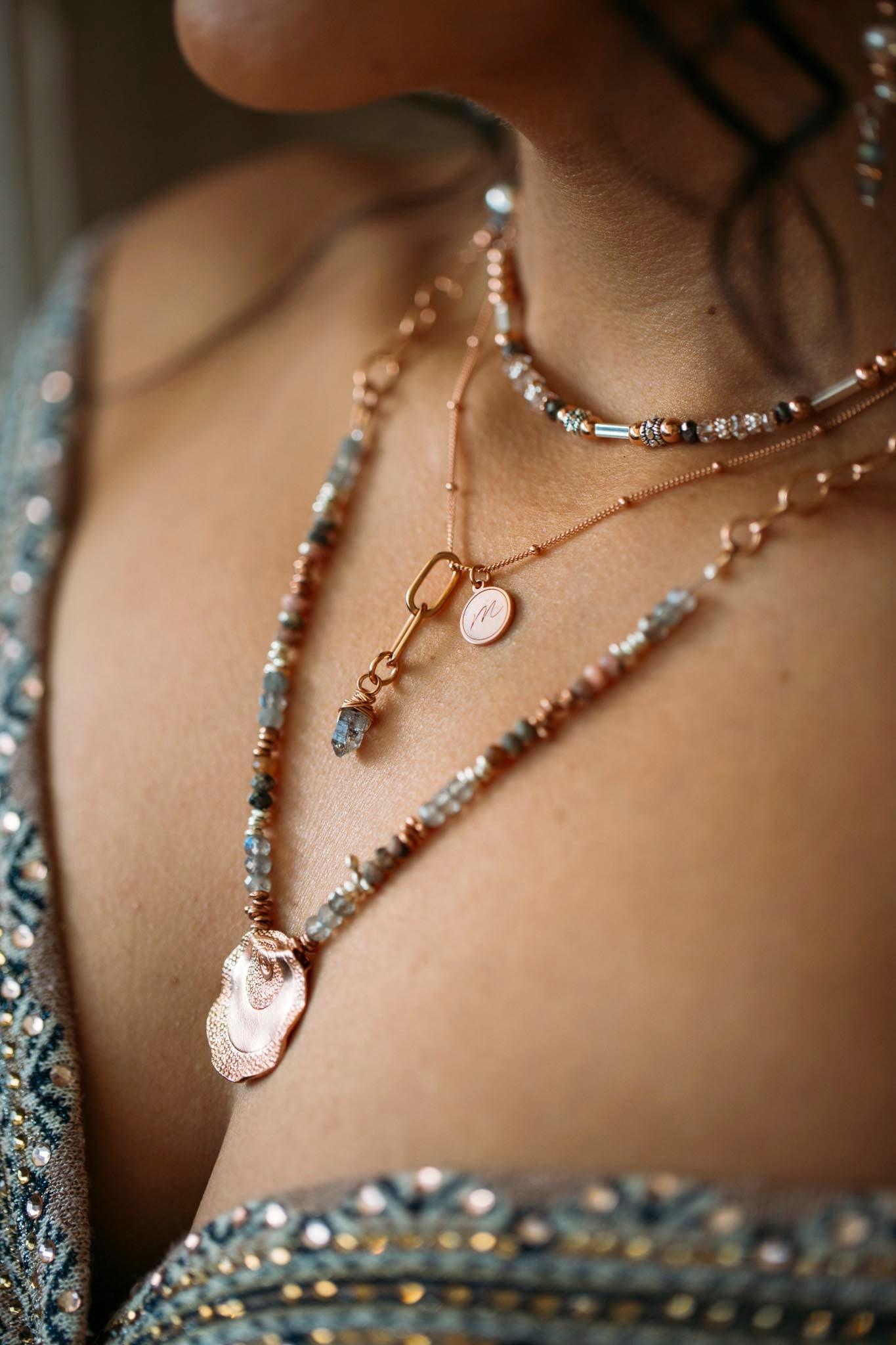 Stardust Necklace • Carbon Infused Herkimer Diamond - Melana | Jewels for the Journey