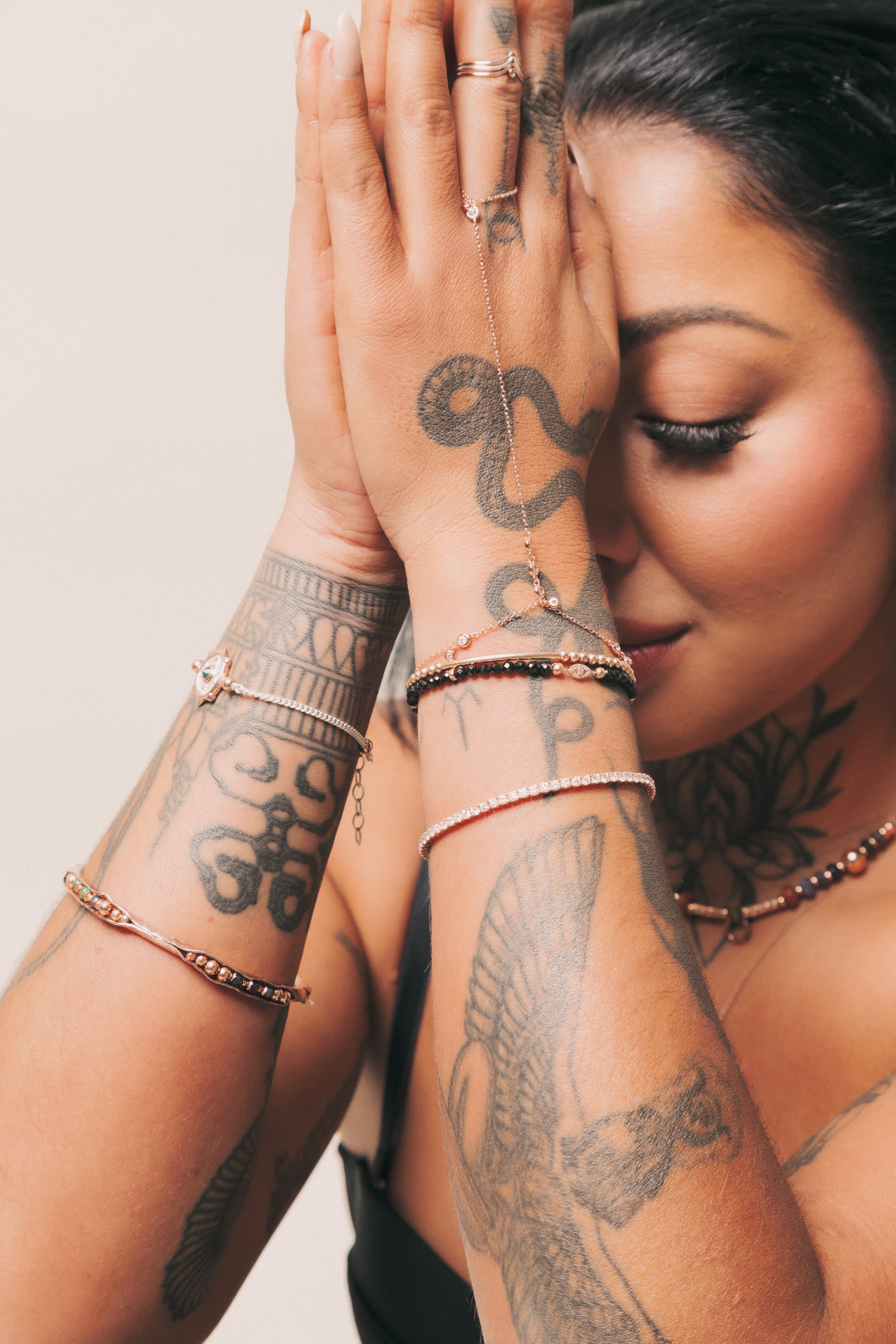 Handcrafted gemstone bracelet with rich textures.