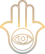 Hamsa hand symbol for protection and good fortune.