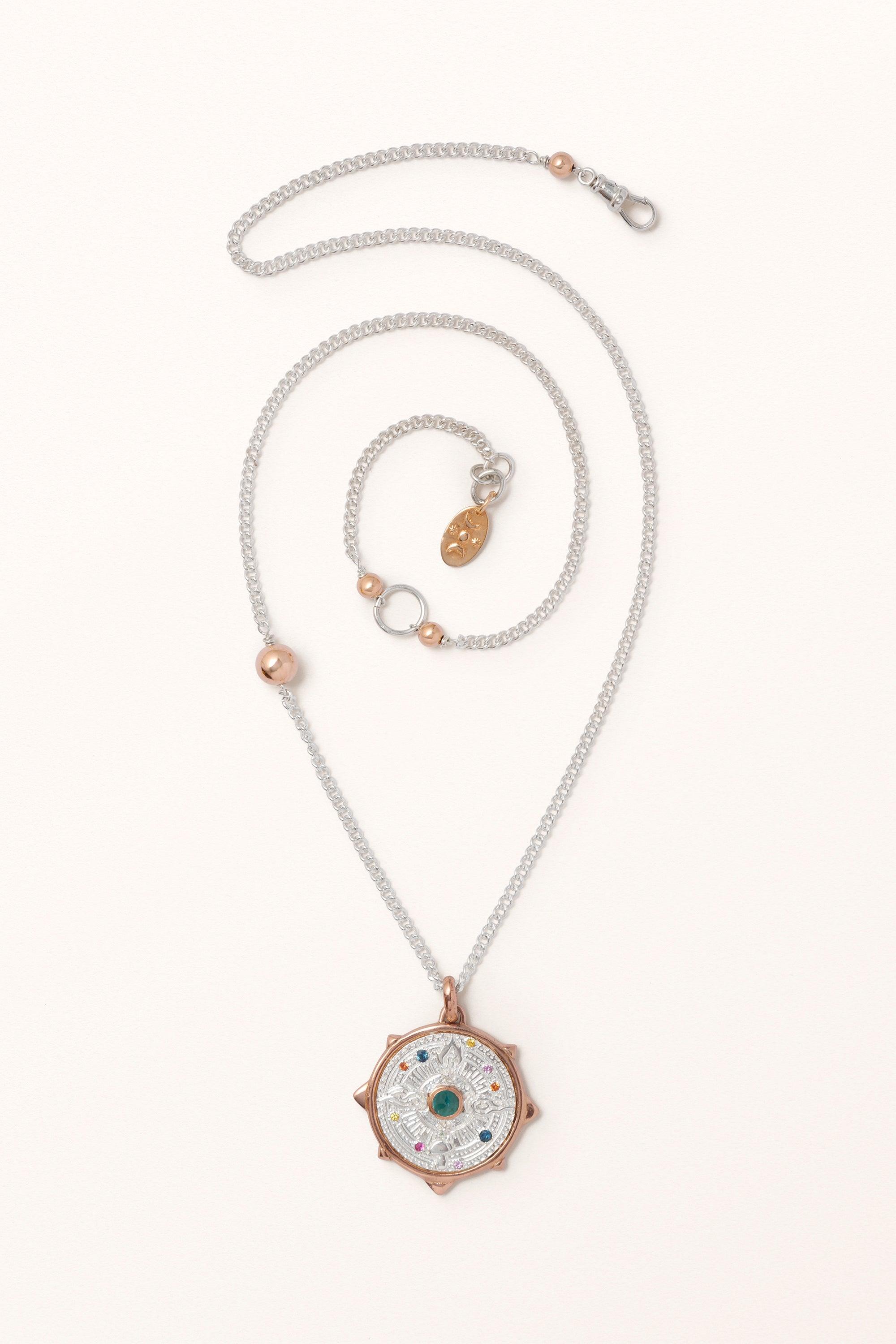 Nature's Elements Necklace • Grandidierite & Multi-Sapphire on Coin - Melana | Jewels for the Journey