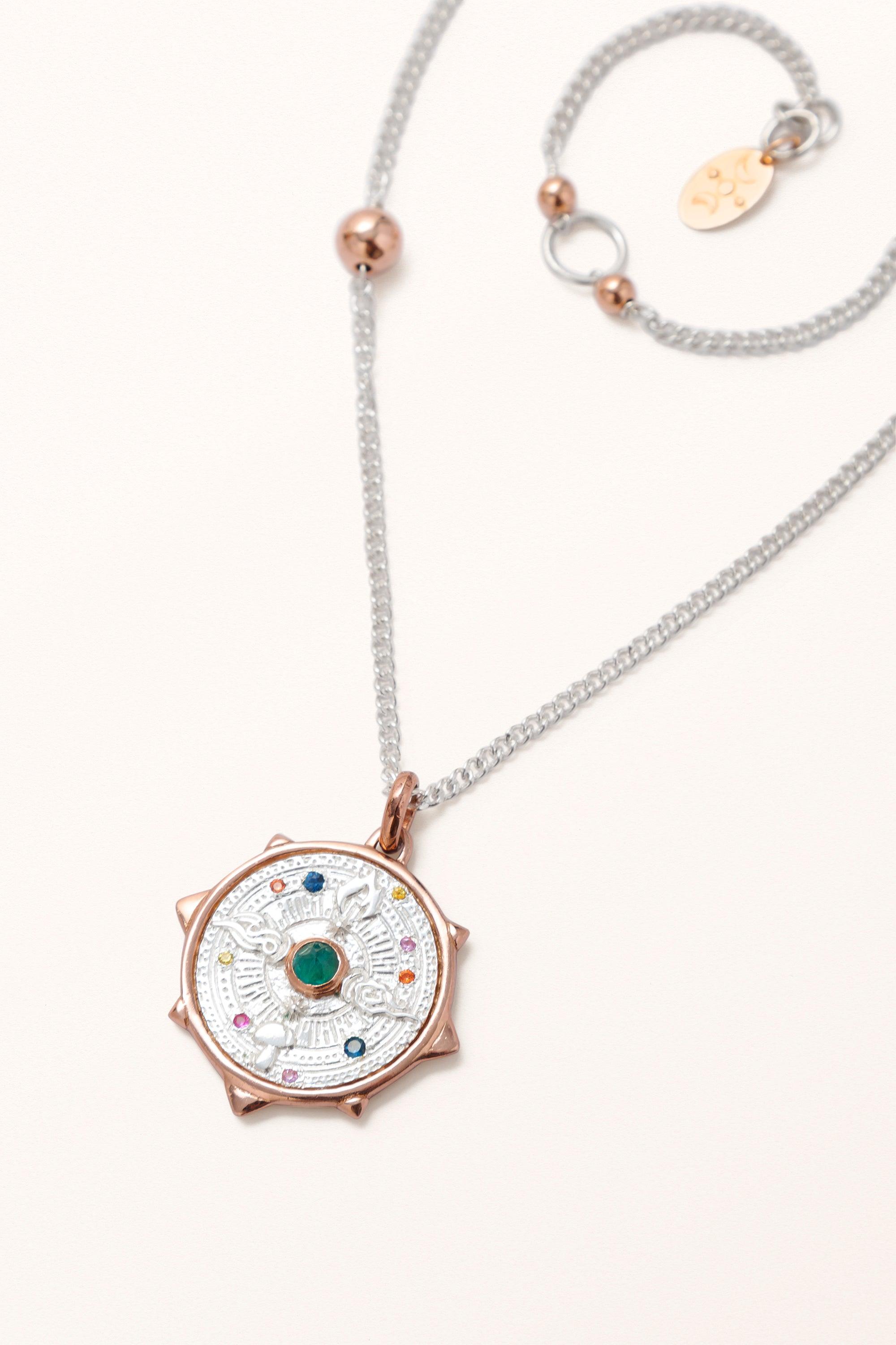 Nature's Elements Necklace • Grandidierite & Multi-Sapphire on Coin - Melana | Jewels for the Journey