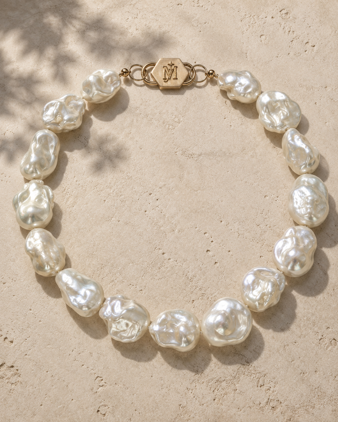 Baroques of Becoming | Baroque Pearl & Hexagon Lock Necklace