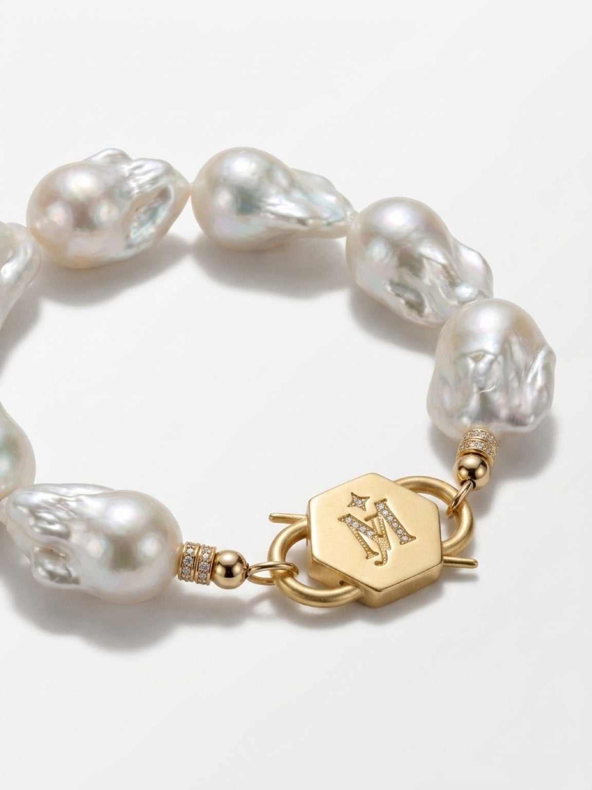 Baroques of Becoming | Baroque Pearl & Hexagon Lock Necklace