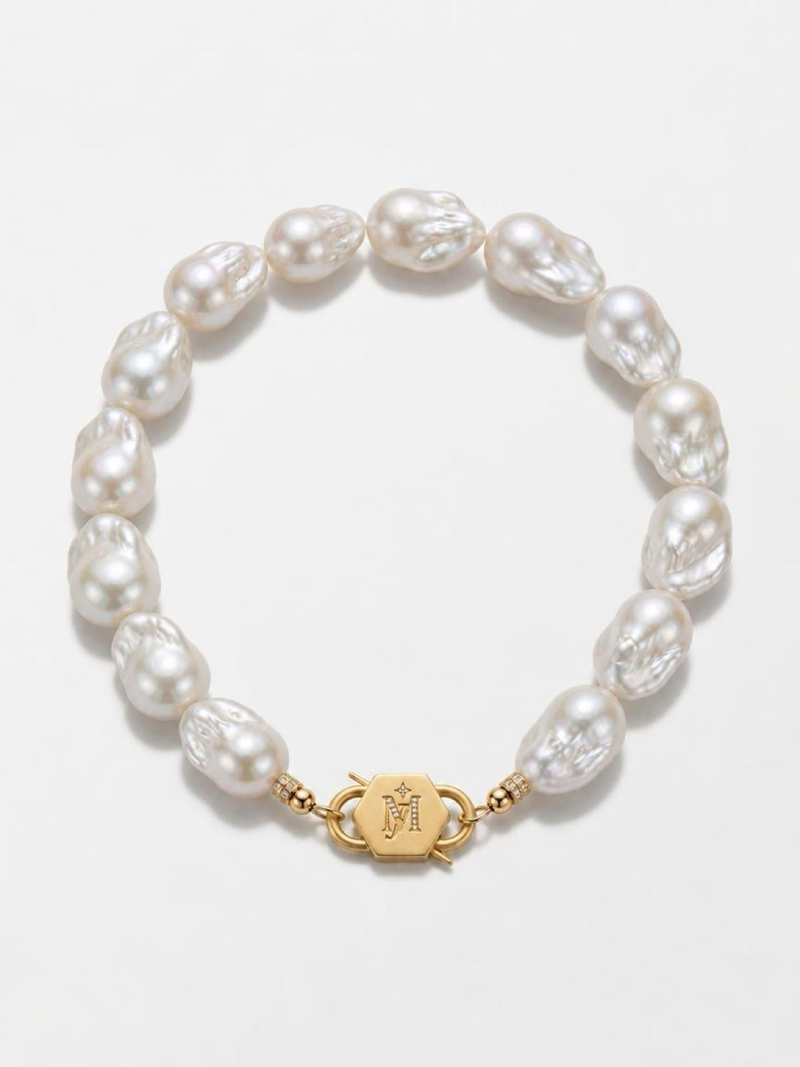 Baroques of Becoming | Baroque Pearl & Hexagon Lock Necklace