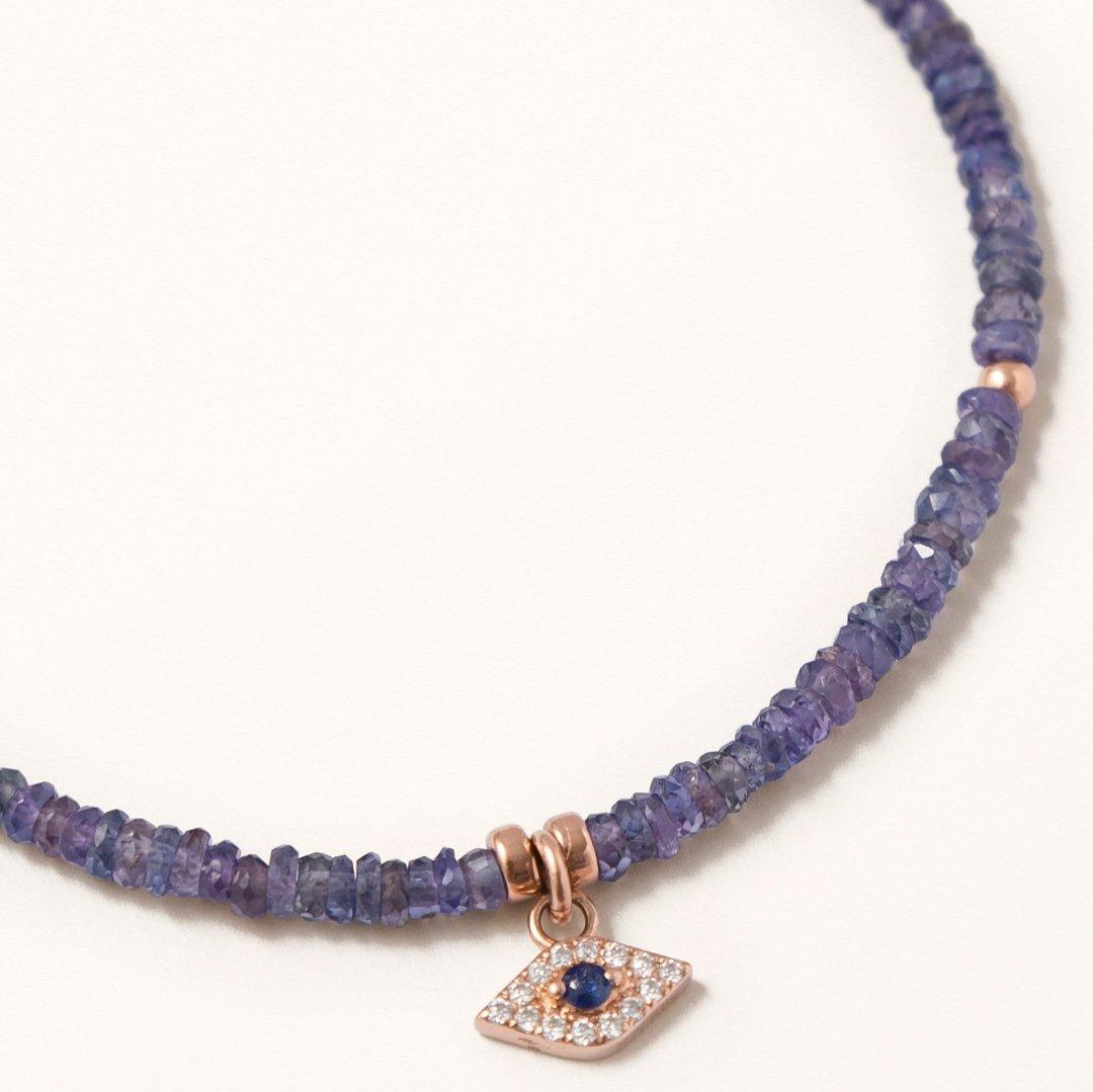 Awaken | Solid Gold Diamond Evil Eye on Purple Sapphires - Melana | Jewels for the Journey