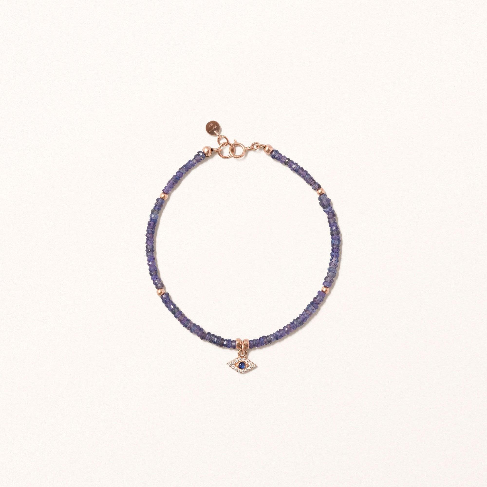 Awaken | Solid Gold Diamond Evil Eye on Purple Sapphires - Melana | Jewels for the Journey