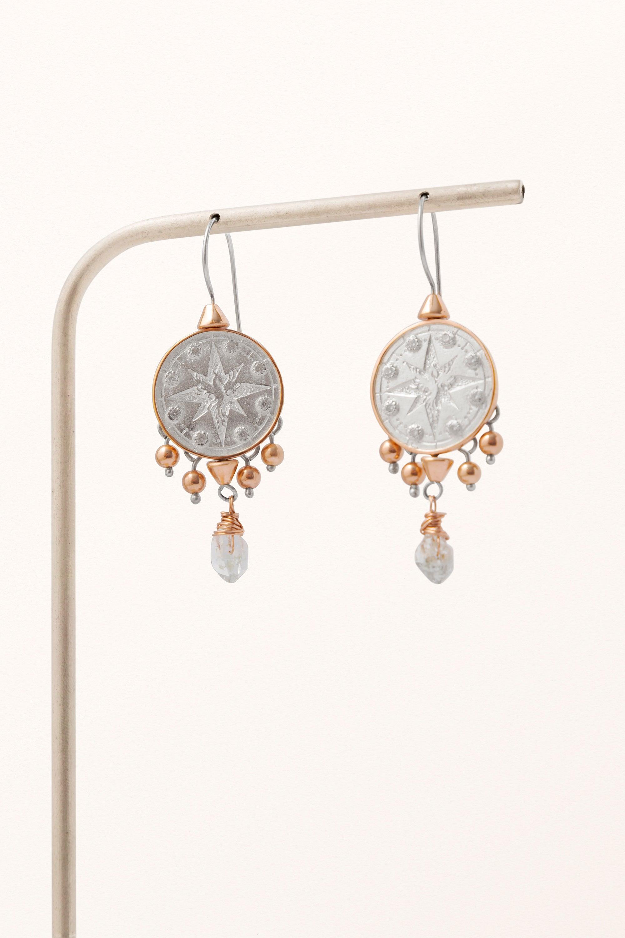 Rising Phoenix Earrings • With Herkimer Diamonds - Melana | Jewels for the Journey