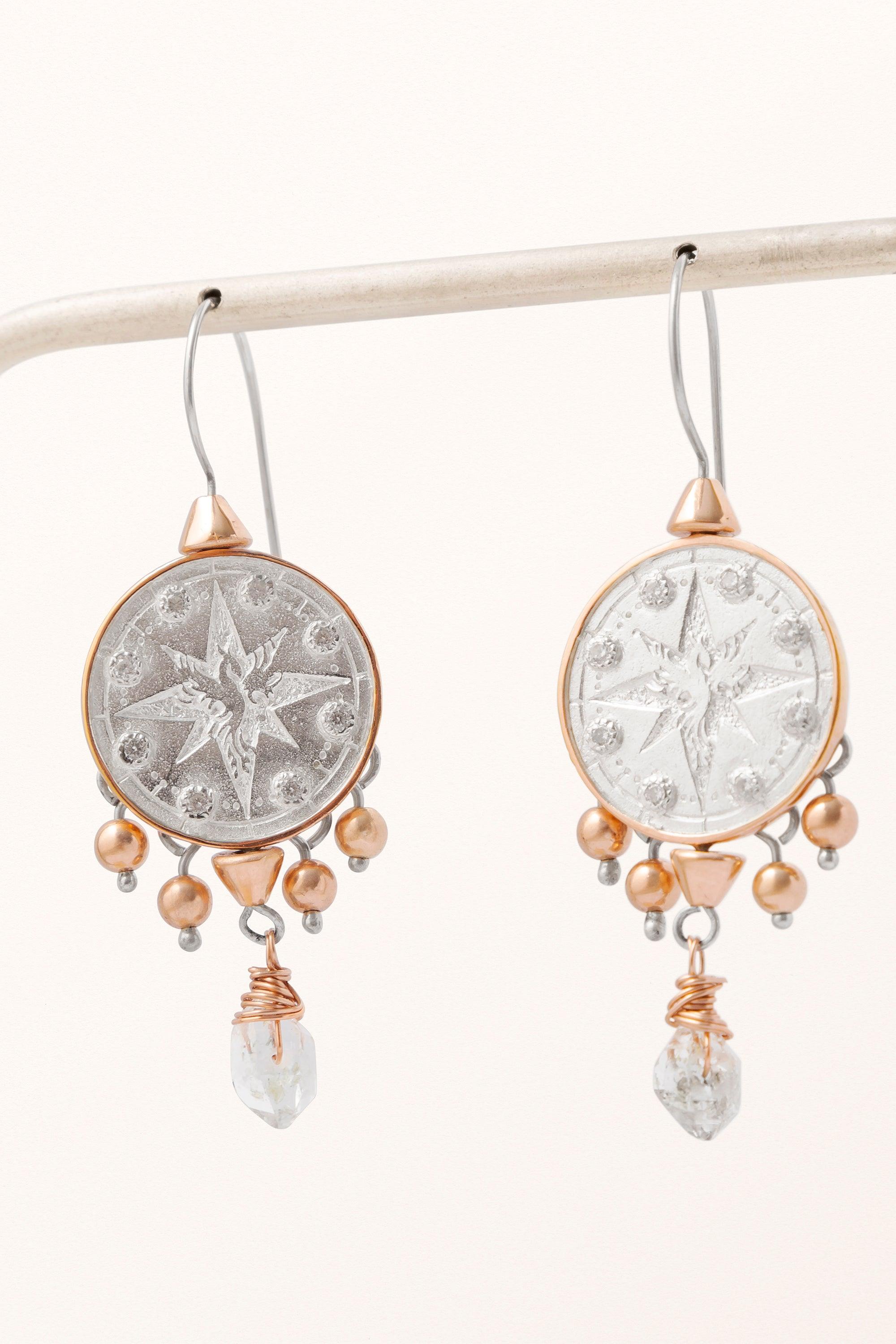 Rising Phoenix Earrings • With Herkimer Diamonds - Melana | Jewels for the Journey