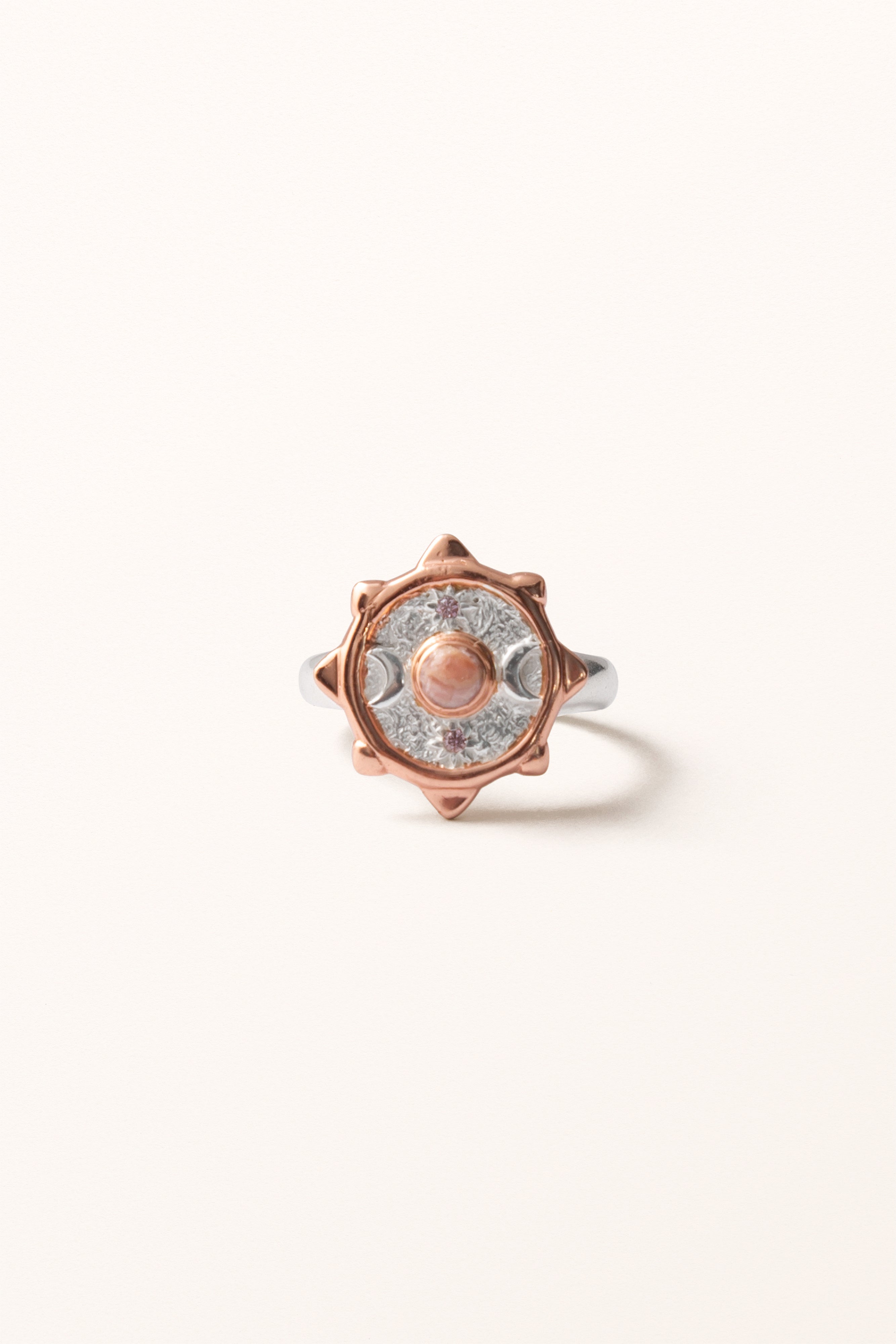 SS24 Nº 002 — Mini Nature’s Timepiece | Rhodochrosite Compass Coin Ring