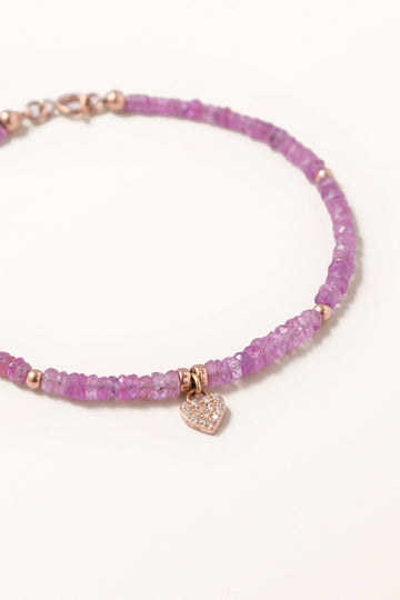 Heart Desires | Solid Gold Diamond Heart on Pink Sapphires - Melana | Jewels for the Journey