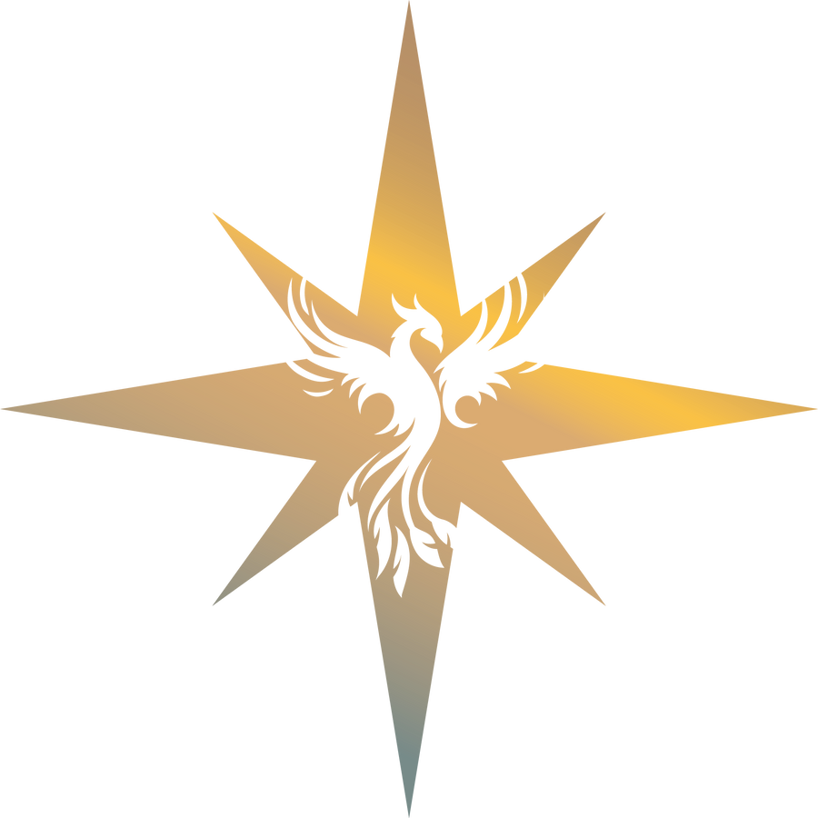Phoenix star gradient symbolizing rebirth and transformation.
